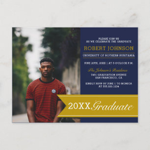 Postal De Invitación Fiesta de graduación elegante de la foto de la