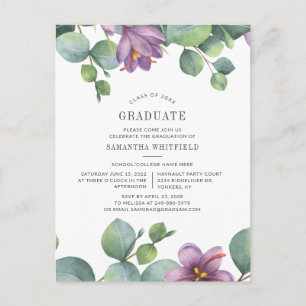 Postal De Invitación Fiesta de Graduación Floral 2026 ucalyptus