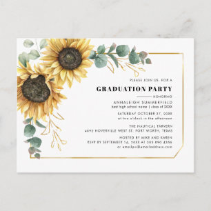 Postal De Invitación Fiesta de Graduación Floral de Girasol 2026