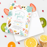 Postal De Invitación Fiesta de grupo | Moderna fiesta de cumpleaños tem<br><div class="desc">¡Ahorre en sobres con invitaciones postales! Este diseño temático de verano presenta un borde de elementos de verano y su información fiesta en tipografía de escritura moderna. La orilla está formada por una piña, una cámara, un gorra solar, tonos, hojas tropicales, flores, helados, limonada, chanclas, pelotas de playa, limones, donuts,...</div>