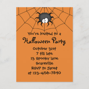 Postal De Invitación Fiesta de Halloween Araña