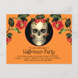 Postal De Invitación Fiesta de Halloween con cráneo gótico