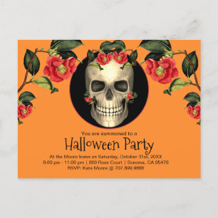 Postal De Invitación Fiesta de Halloween con cráneo gótico