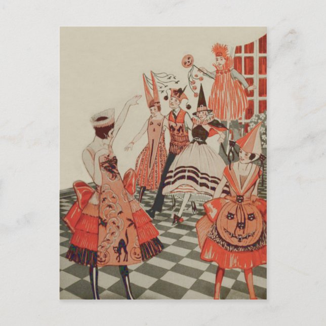 Postal De Invitación Fiesta de Halloween de Art Deco Calabaza negra par (Anverso)