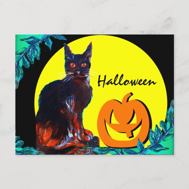 POSTAL DE INVITACIÓN FIESTA DE HALLOWEEN DE BLACK CAT 2 (Anverso)