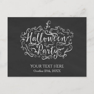 Postal De Invitación Fiesta de Halloween de Calabaza en Pizarra Elegant