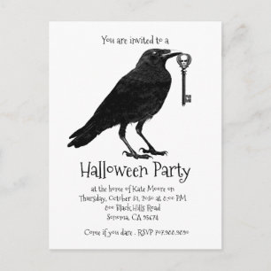 Postal De Invitación Fiesta de Halloween del Cuervo Gótico