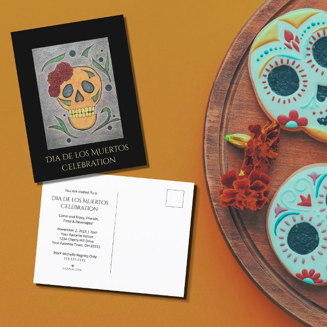 Postal De Invitación Fiesta de Halloween del Día de la Calavera del Azú (Subido por el creador)