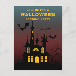 Postal De Invitación Fiesta de Halloween en casa embrujada aterradora