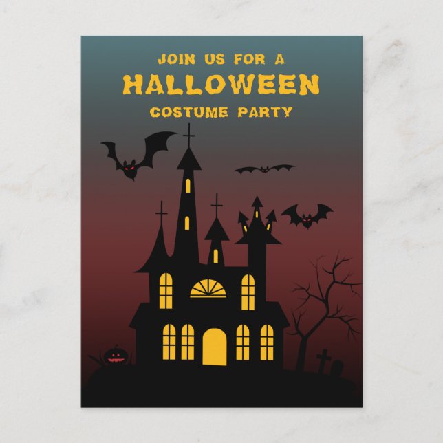 Postal De Invitación Fiesta de Halloween en una casa embrujada aterrado (Anverso)