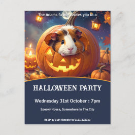Postal De Invitación Fiesta de Halloween para Cerdos de Guinea