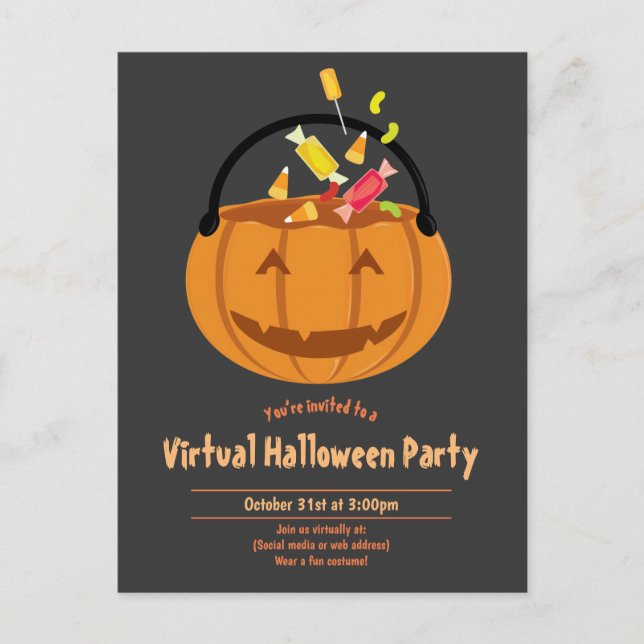 Postal De Invitación Fiesta de Halloween virtual de caramelo de caramel (Anverso)