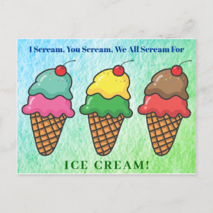 Postal De Invitación Fiesta de helado adorable arcoiris colorido