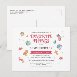 Postal De Invitación Fiesta de Intercambio de Regalos de Cosas Favorita