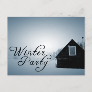 Postal De Invitación fiesta de invierno : nevado en cabina