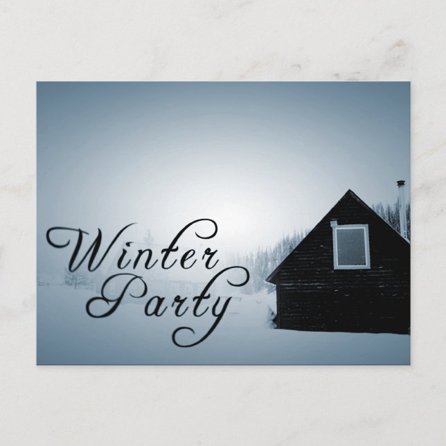 Postal De Invitación fiesta de invierno : nevado en cabina (Anverso)