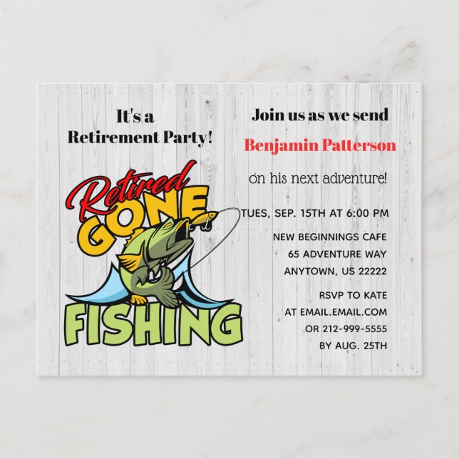 Postal De Invitación Fiesta de Jubilación de Jubilación de la Pesca Jub (Anverso)