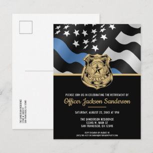 Postal De Invitación Fiesta de Jubilación de la Policía Línea Azul Cump