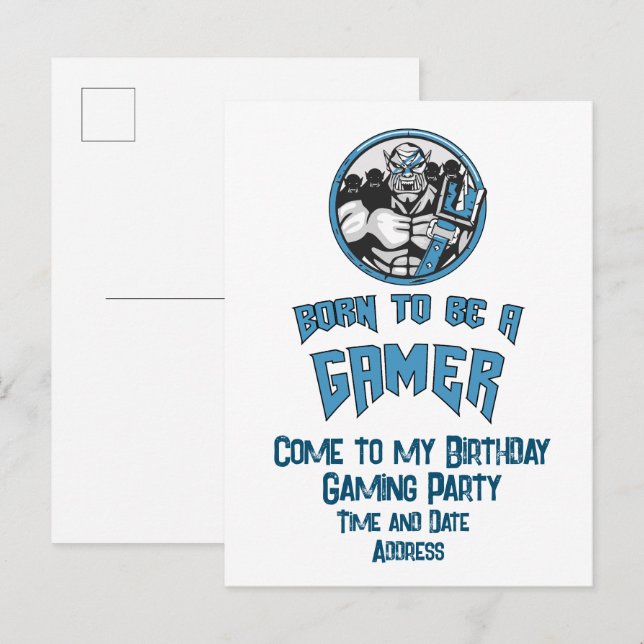 Postal De Invitación Fiesta de juegos de cumpleaños personalizado (Anverso / Reverso)