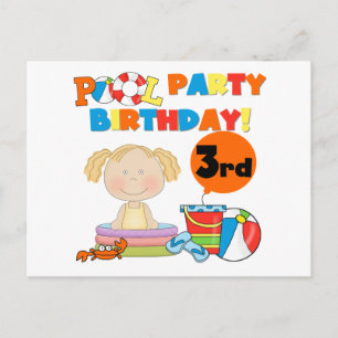 Postal De Invitación Fiesta de la piscina camisetas de cumpleaños y reg