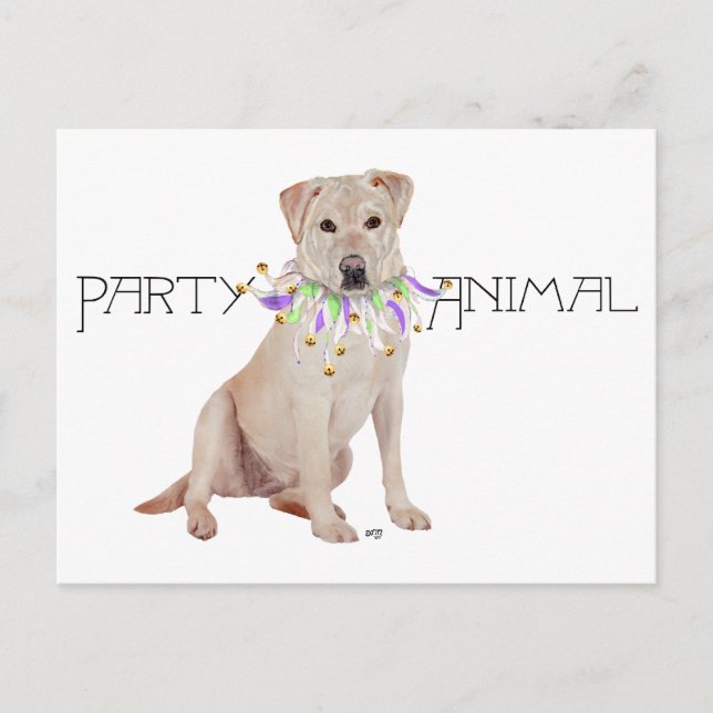 Postal De Invitación Fiesta de Labrador Retriever Amarillo (Anverso)
