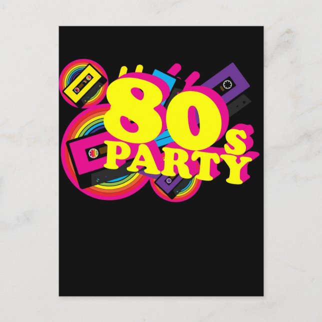 Postal De Invitación fiesta de los años 80 (Anverso)