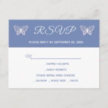 Fiesta de mariposa Boda Blue RSVP