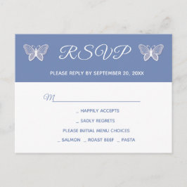 Postal De Invitación Fiesta de mariposa Boda Blue RSVP