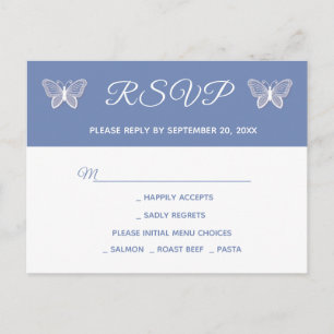 Postal De Invitación Fiesta de mariposa Boda Blue RSVP