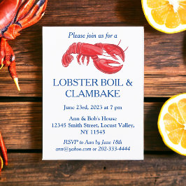 Postal De Invitación Fiesta de mariscos Red Lobster Boil