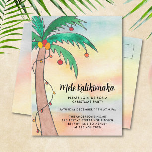 Postal De Invitación Fiesta de Mele Kalikimaka