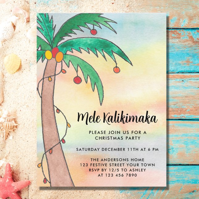 Postal De Invitación Fiesta de Mele Kalikimaka (Subido por el creador)