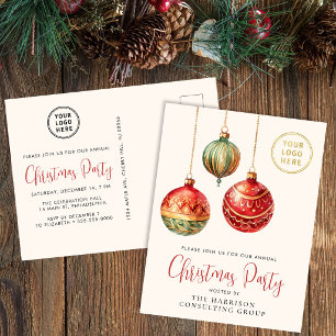 Postal De Invitación Fiesta de Navidad corporativa elegante para empres