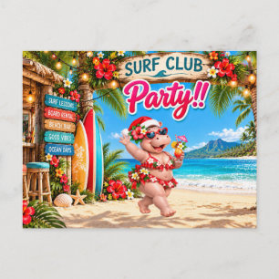 Postal De Invitación Fiesta de Navidad del club de surf