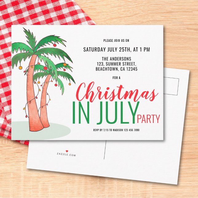 Postal De Invitación Fiesta de Navidad en Julio de Verano (Subido por el creador)