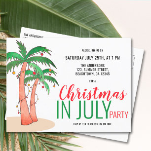 Postal De Invitación Fiesta de Navidad en Julio de Verano