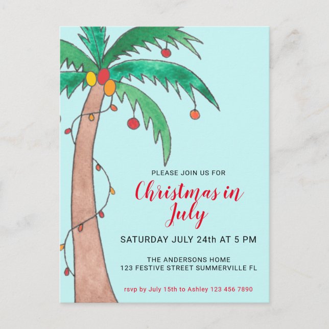 Postal De Invitación Fiesta de Navidad en Julio Palma (Anverso)