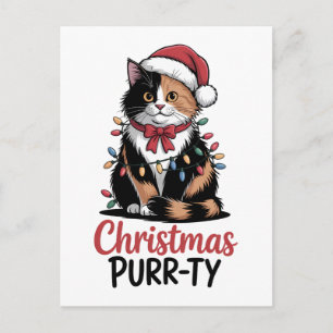 Postal De Invitación Fiesta de Navidad Gatos envueltos en Navidad Xmas 