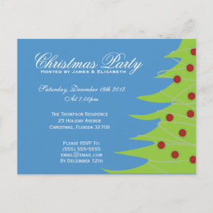 Postal De Invitación Fiesta de Navidad roja y azul verde linda