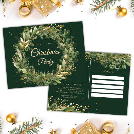 Postal De Invitación Fiesta de Navidades Botánicos Elegantes Verdes