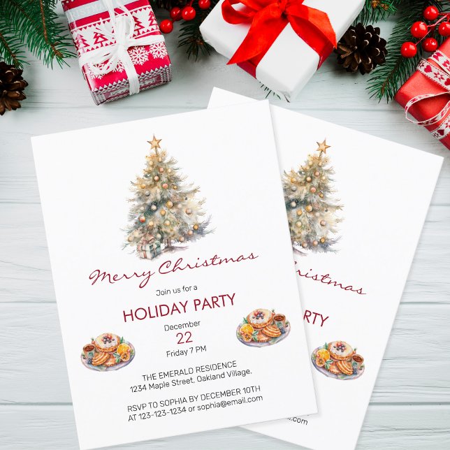 Postal De Invitación Fiesta de Navidades de acuarela (Subido por el creador)