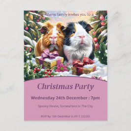 Postal De Invitación Fiesta de Navidades de Cerdos de Guinea