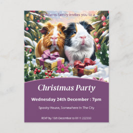 Postal De Invitación Fiesta de Navidades de Cerdos de Guinea