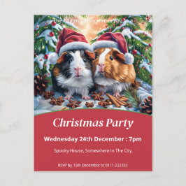 Postal De Invitación Fiesta de Navidades de cerdos de Santa Guinea