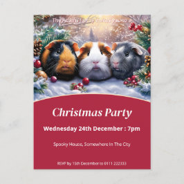 Postal De Invitación Fiesta de Navidades de Guinea Pigs Winter Wonderla