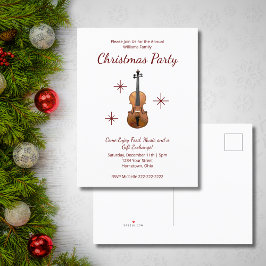 Postal De Invitación Fiesta de Navidades de música clásica de violín mu