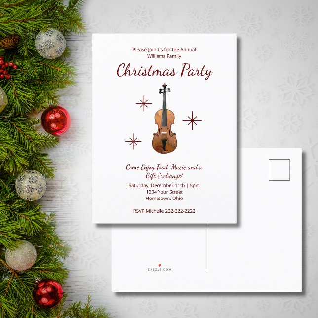 Postal De Invitación Fiesta de Navidades de música clásica de violín mu (Subido por el creador)