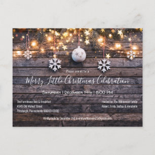 Postal De Invitación Fiesta de Navidades Rústicos Farmhouse Wood & Star
