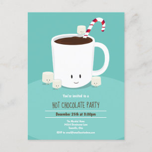 Postal De Invitación Fiesta de Navidades Verde azulados de chocolate ca