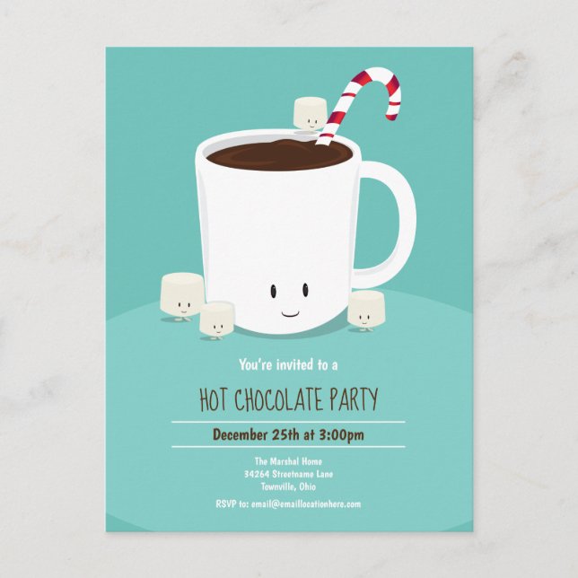Postal De Invitación Fiesta de Navidades Verde azulados de chocolate ca (Anverso)